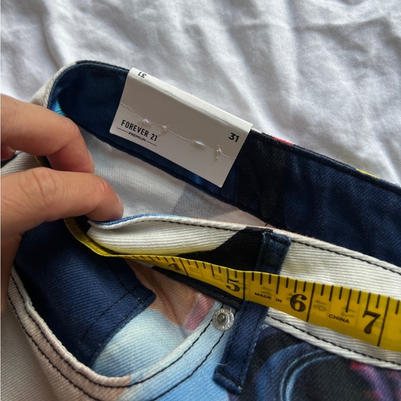 BNWT Forever 21 Womens Straight Leg Race Car High Waist Tokyo Drift Jeans Sz 31 - Picture 8 of 8